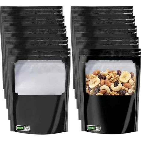 10 Pcs Sacs Alimentaires avec Contrôle d'Humidité 100g, Sac Hermétique Alimentaire avec Fenêtre Transparente, Pochon Plastique Contrôle de l'Humidité à Zip Refermable, pour Vanille Thé Bonbon (1/5)