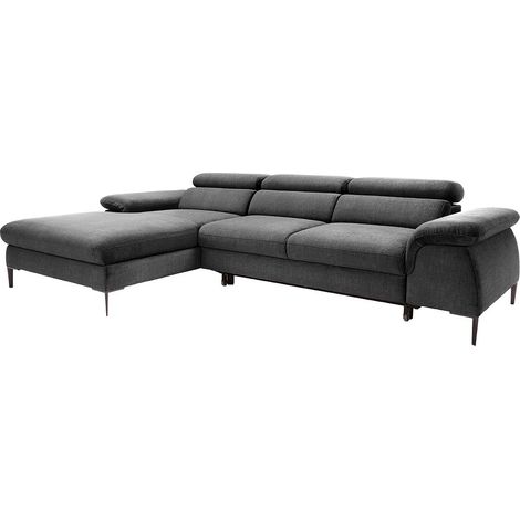 Canapé d'angle gauche convertible en velours gris anthracite SEPINA de Pascal Morabito (1/5)