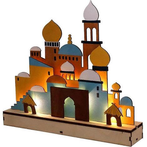 Holz-LED-Nachtlicht Eid Mubarak Muslim Ramadan Dekoration--