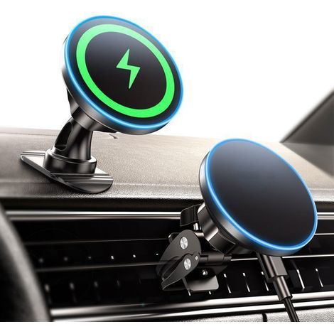 KLVGTIFS PU - 15W Support Telephone Voiture Induction, Chargeur Voiture Rotation à 360°/Puce Intelligente pour iPhone 15 14 13 Pro max Samsung (1/5)