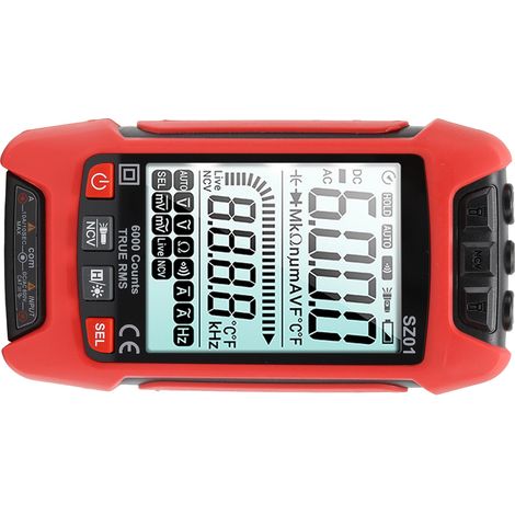 Multimètre numérique intelligent avec grand écran, testeur haute précision, protection anti-incendie, rouge, kit professionnel. (1/5)