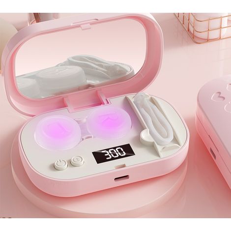 Nettoyeur de lentilles de contact portable, irrigateur et désinfectant pour lentilles à ultrasons, chargement de type C, cinq vitesses - Bleu (1/5)