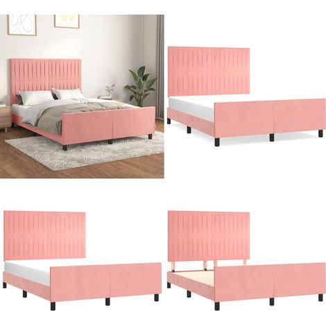 Bettgestell mit Kopfteil Rosa 140x200 cm Samt - Samtbettwäsche - Doppelbett - Rosa Bett - Hochwertiges Bettgestell - Lattenrost - Home & Living