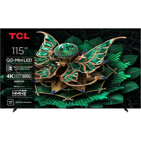 TCL – TV QD Mini LED Pro 115C7K 292 cm – 4K UHD – Aluminium brossé – Taux de rafraîchissement 120Hz – 4 ports HDMI – Classe énergétique A+