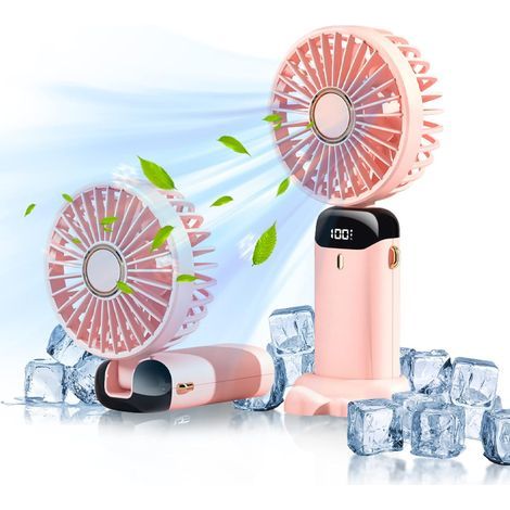 Portable personal fan, mini pocket fan, 90° adjustable neck fan, USB rechargeable, 4000 mAh battery, quiet, with built-in power bank. - AquaForge (1/5)