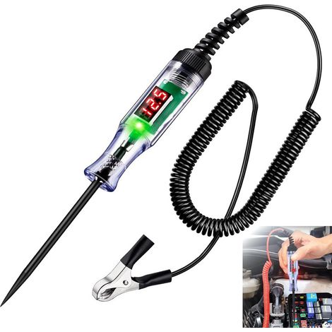 Automotive Circuit Tester 3–120 V DC – Digital LED Test Light with Voltmeter, Bidirectional Fuse Tester, Coiled Cord (1/5)