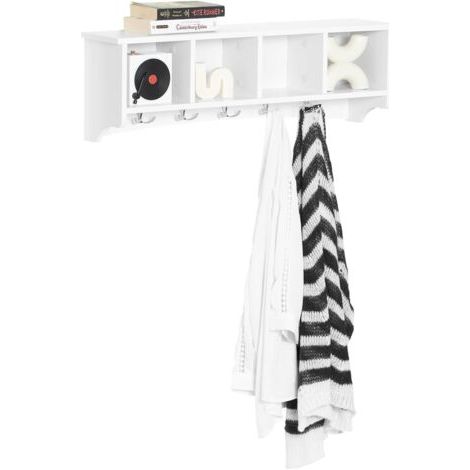 Porte-Manteau Mural Bois Design Moderne avec Crochets Muraux Cachés Panneau en Placage de Bois Massif Chêne