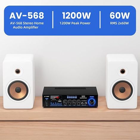 amplificateur hifi, ampli Bluetooth 5.0 RMS Stereo Enceintes enceinte hifi Contrôle Basses Aigus SD USB FM 12V 220V Télécommande IR (1/4)