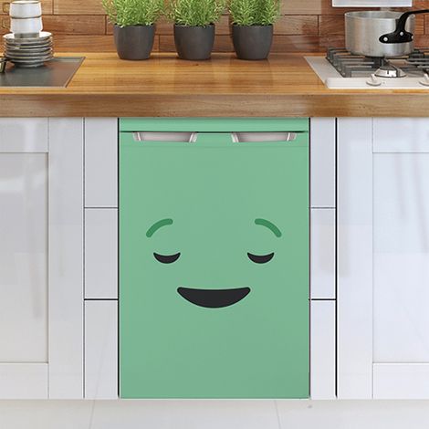 Sticker réfrigérateur et lave vaisselle, smiley vert endormi détente déco, 75 cm X 49 cm (1/3)
