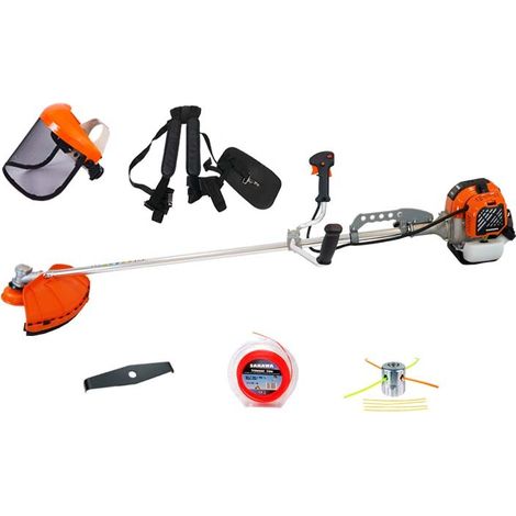 Decespugliatore Benzina 48cc Barra Fissa 32mm + Visiera + Testa Alluminio + Disco Trituratore + Rullo Filo
