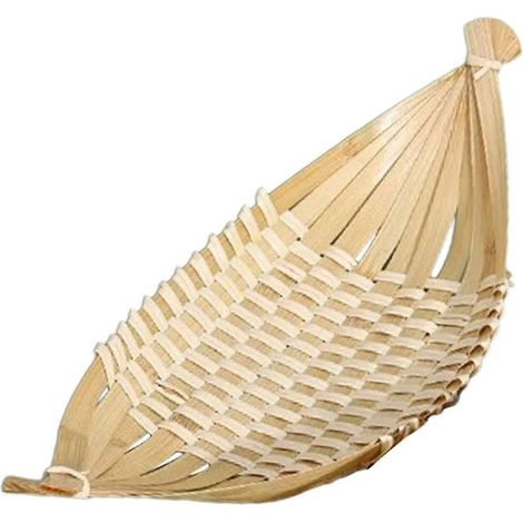 Plateau à pain en bambou tressé à la main, panier à pain tressé, style rustique, décoration, plateau de service, panier de service, plateau de rangement pour aliments, pour plan de travail-L (1/5)