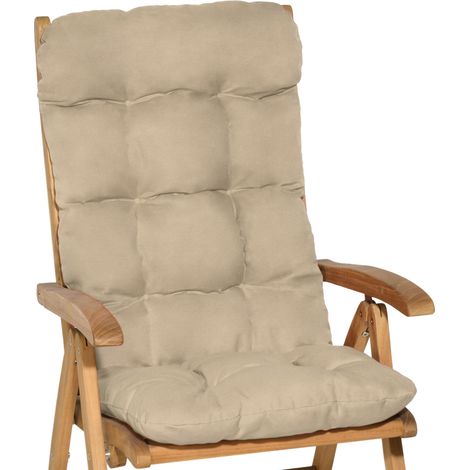 Beautissu – Coussin bain de soleil 120x50x8cm – Résistant aux UV 5 – Fixation par bandes et cordons – Pour chaises à haut dossier
