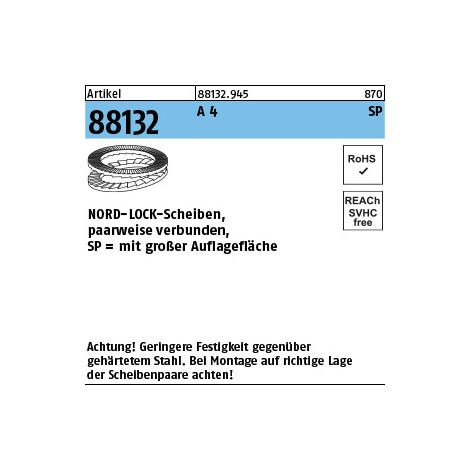 Unterlegscheibe R 88132 geklebt NL 14 SP SS A 4 100 Stück NORD-LOCK (1/2)