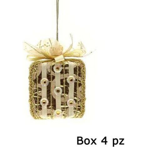 4 pacchetti regalo per albero di natale - colore oro - addobbi natalizi decorazioni