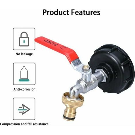 Robinet laiton pour cuve IBC 1000L filetage 3 4 BSP double sortie DN25 PN10 certifie ACS pour eau potable (1/4)