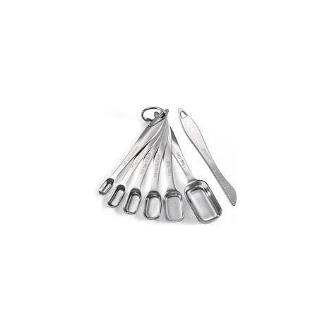 Ensemble de cuillères à mesurer en métal, cuillères à café carrées étroites à long manche en acier inoxydable 18/8, adaptées aux pots à épices avec niveleur (Ensemble de 7) (1/5)