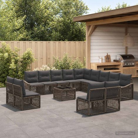 vidaXL Set Divano da Giardino 14 pcs Grigio polyrattan (1/5)