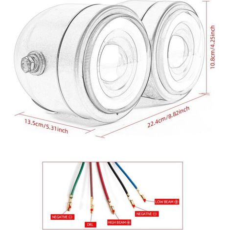 Fari LED doppio per moto con supporti, luce a corto/lungo raggio e DRL (1/3)