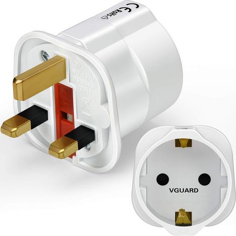 Adattatore europeo per britannico, 1 pezzo Adattatore da presa UE a britannica Adattatore da 2 pin a 3 pin - Bianco (1/5)