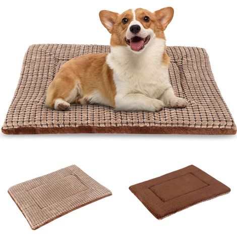 1 - Tapis Pour Chien - Coussin Réversible - Mousse Haute Densité Orthopédique - Lavable En Machine Pour Cage Et Canapé - Marron - 76x50x4cm (1/5)