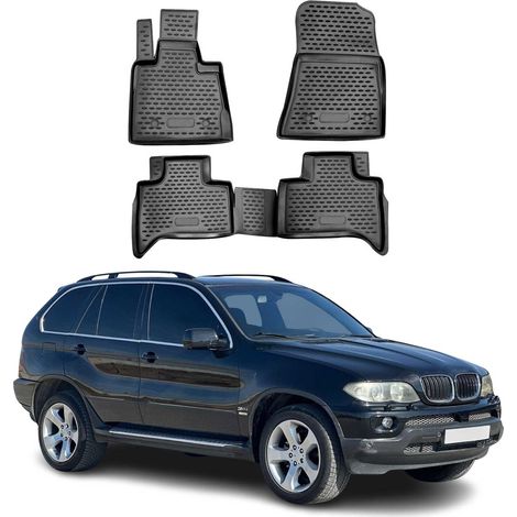 OMAC 3D Tapis de Sol Compatible avec BMW X5 E53 1999-2006 en Caoutchouc Noir (1/5)