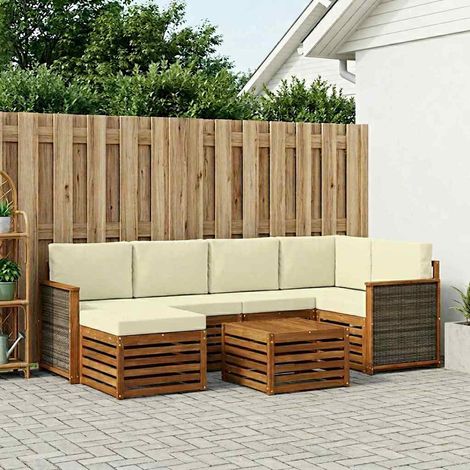vidaXL Ecksofa Set mit Kissen 6 pcs Natur und Creme (1/5)