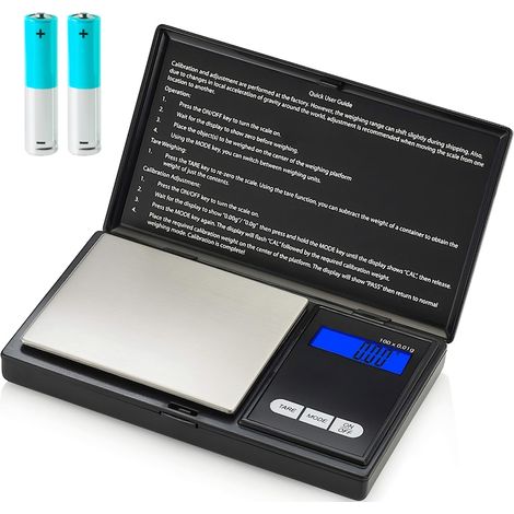 Bilancia per gioielli con display digitale, display LCD, portata massima 200 g, precisione 0,01 g, portatile, nera. (1/5)