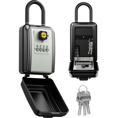 Grande Boite a Clef avec Anse Amovible Boite à Clé Exterieur Imperméable à Combinaison 4 Chiffres avec Clé de Secours pour Maison Poignée de Porte (1/5)