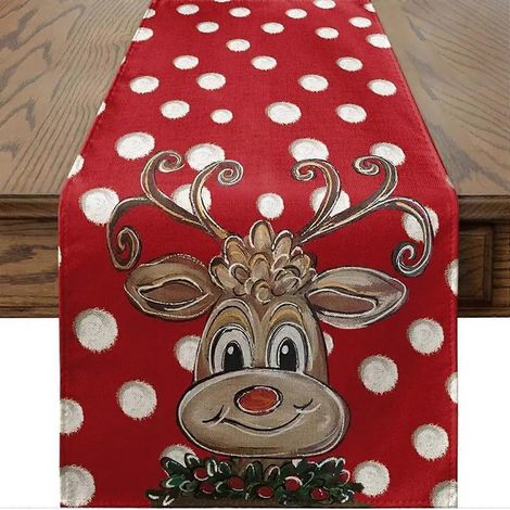 Chemin de table de Noël de 183 cm de long avec des élans, décoration hivernale pour les fêtes intérieures et extérieures (1/5)
