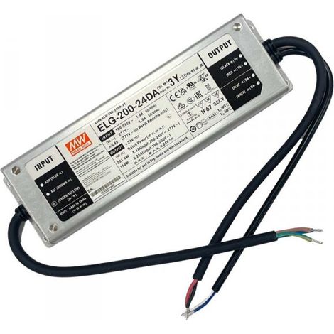 MW MEAN WELL ELG-200-24DA-3Y Alimentatore Dimmerabile DALI IP67 200W 24V 8,4A Input 220V e 110V