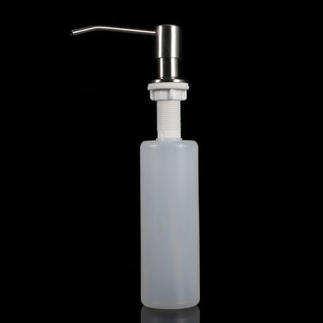Distributeur de savon liquide 300ml pour cuisine et salle de bain, pompe doseuse pour gel douche et lotion, flacon de rangement avec bec verseur, support mural ou plan de travail (1/5)