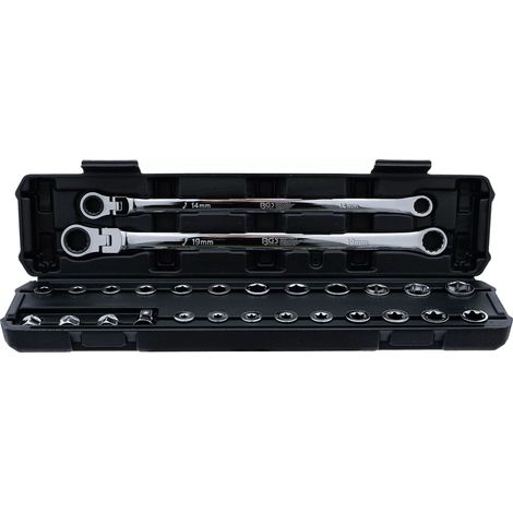 BGS Clé double polygonale et à cliquet articulée extra longue 27 pièces - 74274
