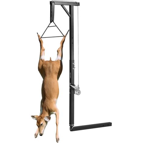 Palan à Cerfs pour Attelage de Camion, Capacité de Charge 136 kg, avec Treuil à Manivelle, Récepteur 5 cm, Arbre Pivotant 360°, Hauteur Réglable, pour Chasse en Plein Air, Transport à la Ferme (1/5)