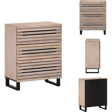Buffet blanc 60x34x75 cm bois massif de manguier - Buffet - Meuble De Rangement - Commode - Mobilier Industriel - Design Scandinave (1/5)