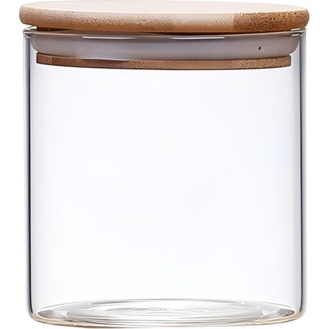 Boîtes en verre borosilicate haute résistance, boîtes à thé avec couvercle en bambou, boîtes de rangement transparentes, boîtes à bonbons, boîtes de rangement pour la cuisine (1/5)