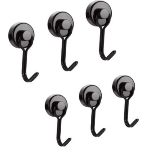Crochet Aimanté Puissant 14 kg Crochet Magnetique Frigo Noir Néodyme Pivotants Aimant Crochet Magnétique Crochets Aimantés Magnétiques pour Cuisine Torchon Tableau 6pcs (1/4)