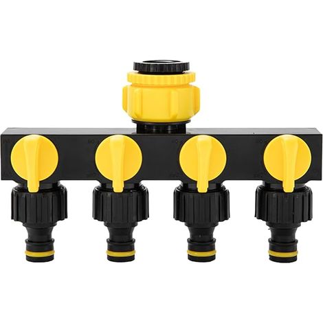 Distributeur 4 Voies, 3/4" et 1/2" Raccord de Tuyau D'arrosage, Étanche Adaptateur Robinet Tuyau Arrosage Exterieur - Garden Hose Splitter pour l'irrigation du Jardin, Robinet Extérieur (1/5)