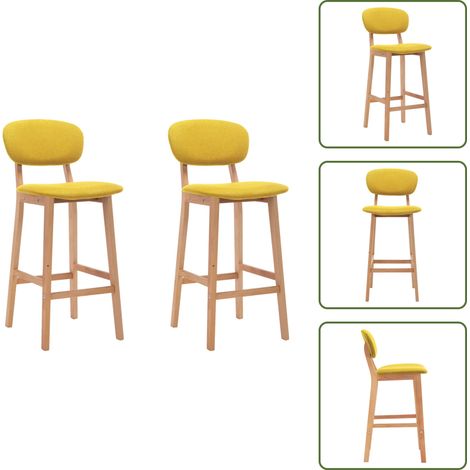 Tabourets de bar lot de 2 jaune moutarde tissu - Chaises De Bar - Tabourets De Comptoir - Meubles De Cuisine - Mobilier Moderne - Chaises Rembourrées (1/5)