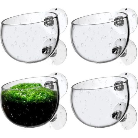 4 PCS Pot de Fleurs en Verre pour Aquarium Pot en Verre Aquarium Pot de Fleurs en Verre Cristal Plante Aquatique Tasse Pot de Fleurs (1/4)