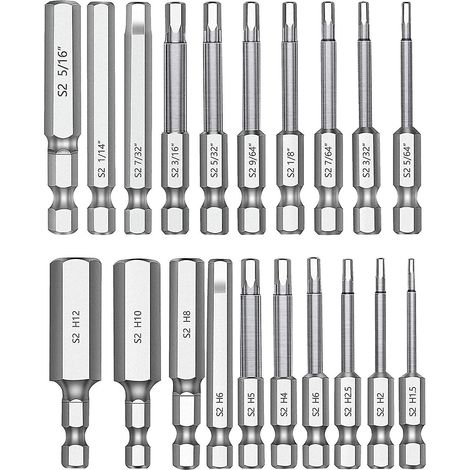 Jeu de 20 embouts de perçage hexagonaux, 5,8 cm de long, 6,35 mm de diamètre, tournevis magnétique à connexion rapide-AquaForge (1/5)