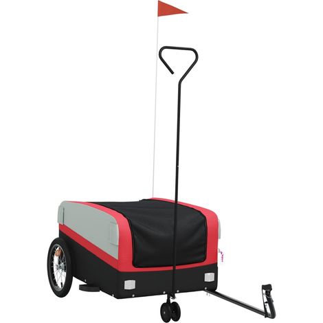 Remorque de vélo noir et rouge 45 kg fer CFW82057 (1/5)