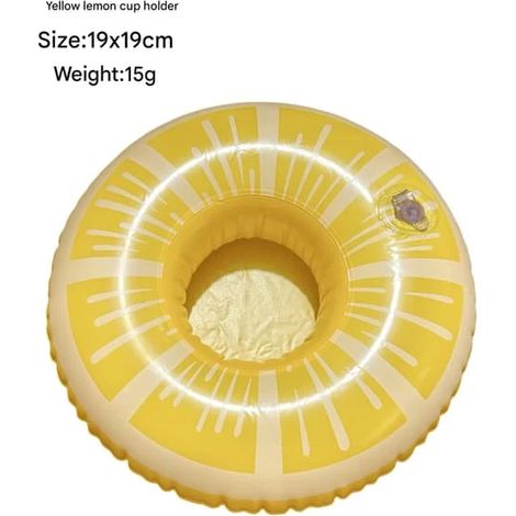 Lot de 2 porte-gobelets, porte-gobelets en PVC épais, motif citron jaune, adaptés à la piscine. (1/4)