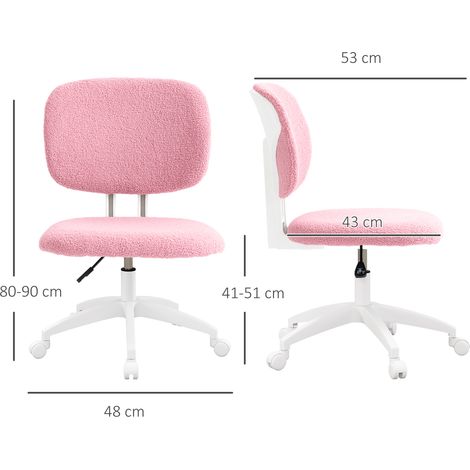 Chaise de bureau pivotante, réglable en hauteur, 48 cm x 53 cm x 80-90 cm, rose (1/5)