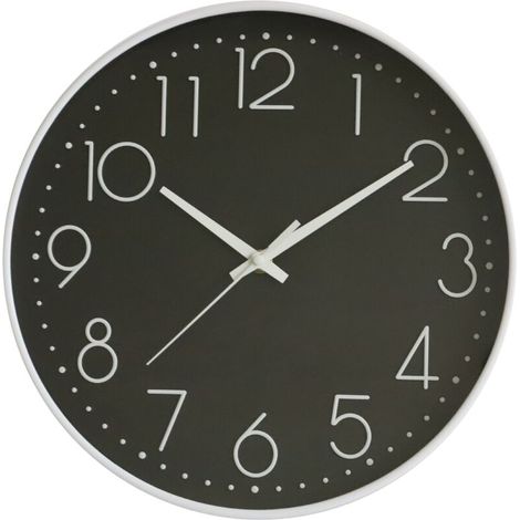8-inch silent wall clock, round, decorative, easy to read, for home, living room, white frame, black word Bootom (1/5)