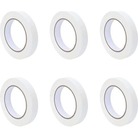 Ruban de masquage pour peintre, 6 rouleaux, blanc, 19 mm x 50 m, papier.