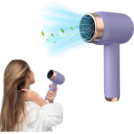 Sèche-cheveux sans fil – Violet – Rechargeable sur secteur – 3 modes chaud/froid – Température constante – USB – Voyage et studio (1/5)