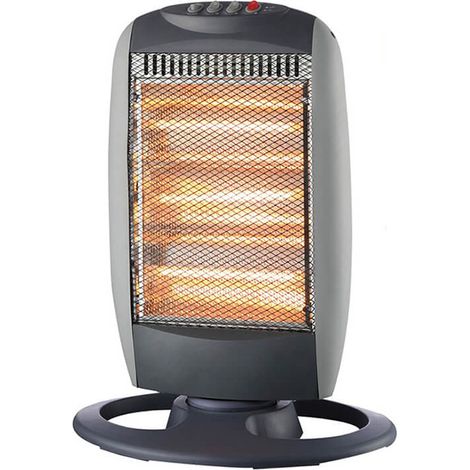 Stufa alogena basso consumo Sole con oscillazione automatica con tre livelli di potenza (400W-800W-1200W) - Grigio (1/5)