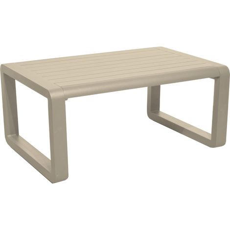 PROLOISIRS Table basse en aluminium à lattes - QUENZA II 90 x 60 - Coloris crème