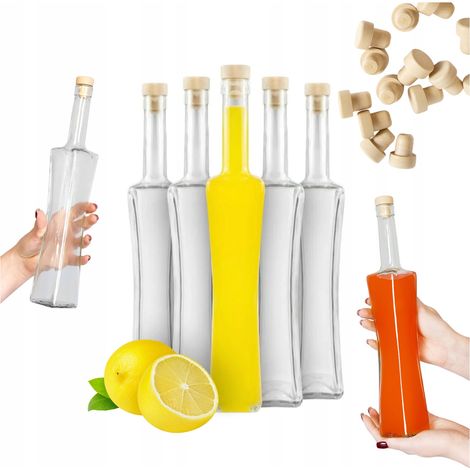 20x BOTTIGLIE di vetro MAGNUM QUADRA da 500 ml per tinture, chiaro di luna, vino, succo da 0,5 l (1/5)