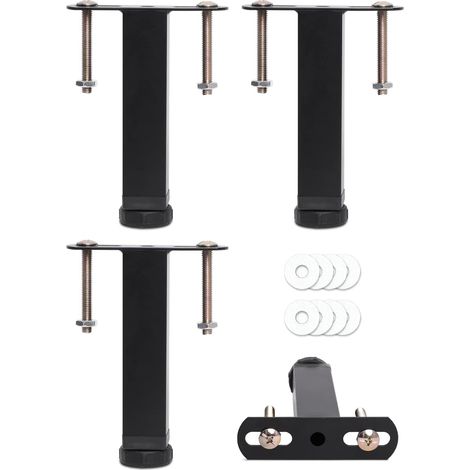 Bed Base, Footboard, Legs for Slatted Bed Base Height: 30 cm (+2 cm) Adjustable Design: Black Metal Square: 3 x 3 cm For Frames With M8 Bolts Set of 4 (1/5)